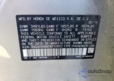 2015 Honda Fit Ex из США, поврежденный, VIN 3HGGK5H88FM710853